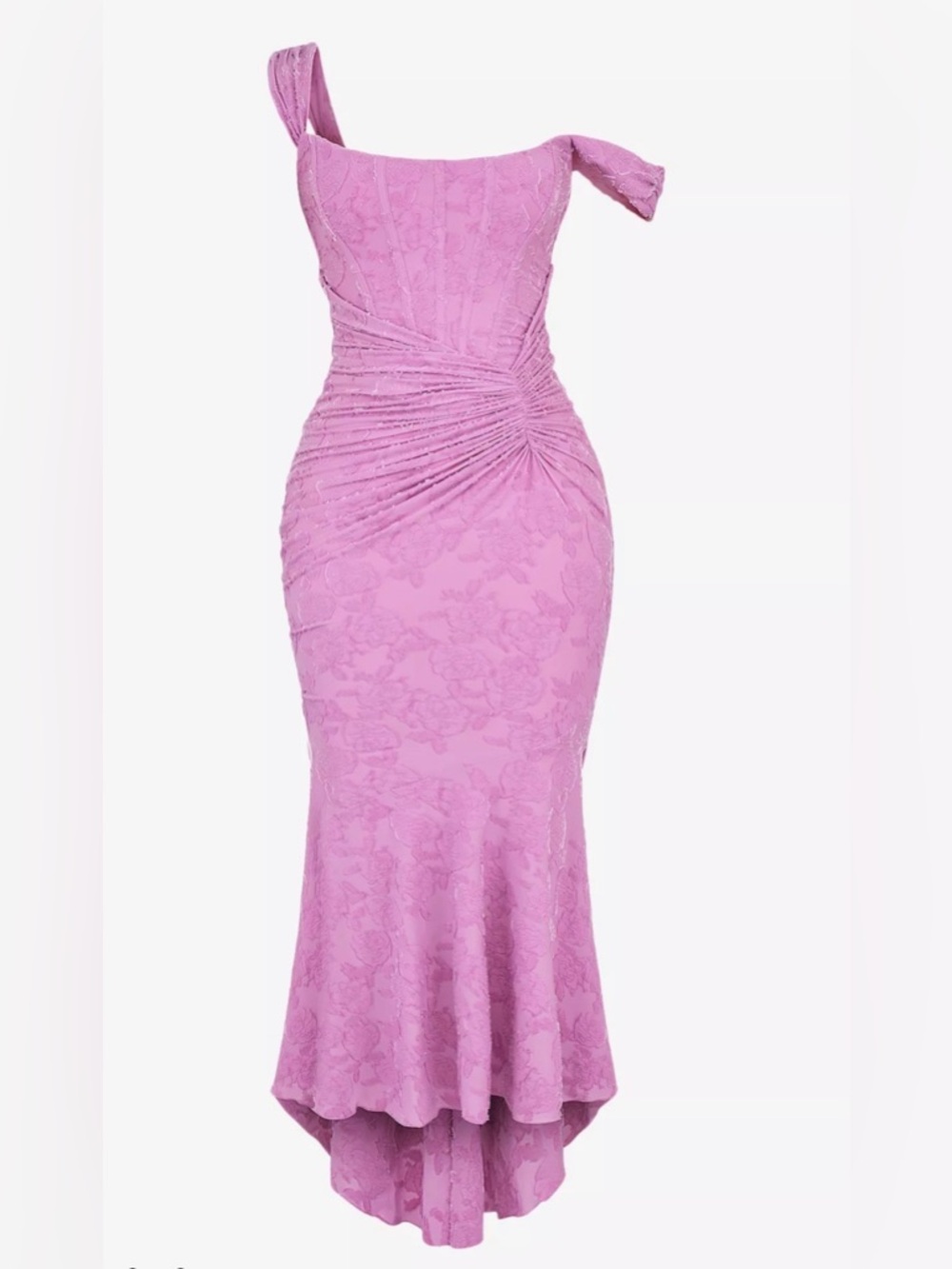 House of CB Floral Lace Hi-Low Ruched Dress - Picture 2 of 3